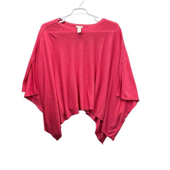 J.Jill One Size Boat Neck Open Poncho Shawl Sweater Pink - Picture 2 of 10